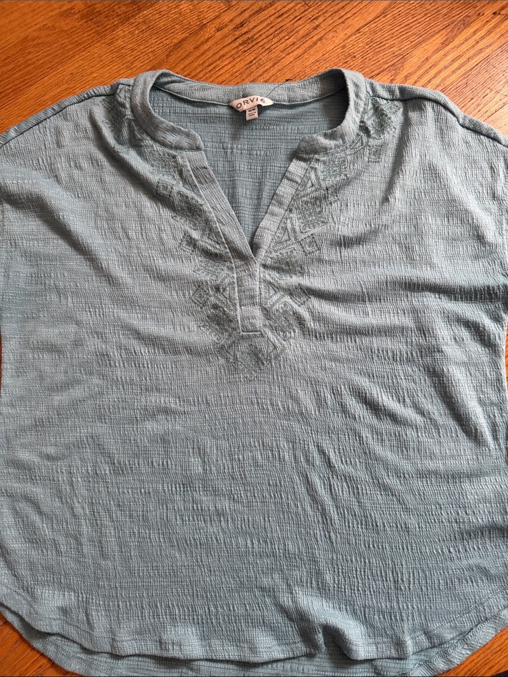 Orvis women’s Embroidered Split-Neck Short Sleeve Tee